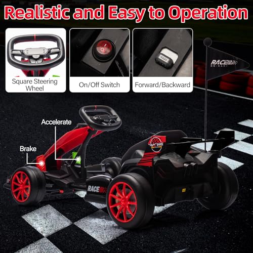 24V Kids Ride on Go Kart, 7.5mph Drifting Car, 7ah Battery 200W*2 Motors, Max Load 135lbs, White C13121