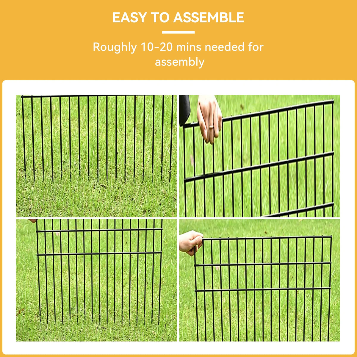 Black Metal Decorative Garden Fencing 4 Pack X119288