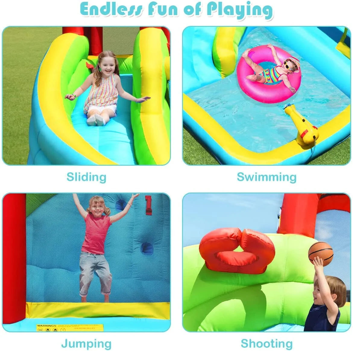 Inflatable Water Slide Bounce House with Splash Pool U98907