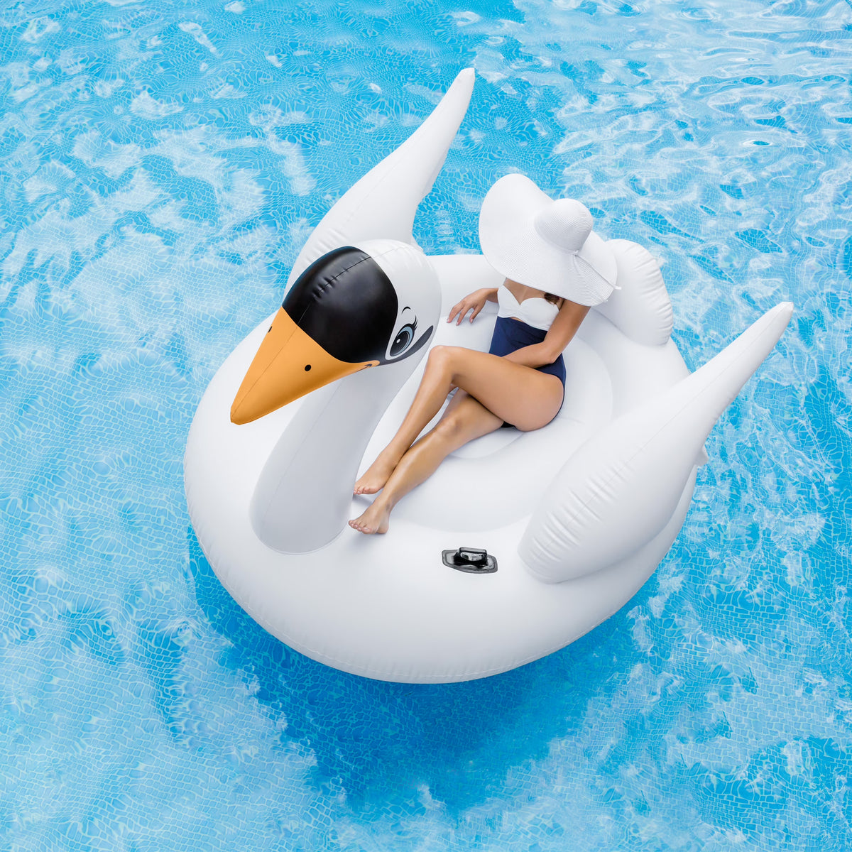 White Mega Swan Inflatable Swimming Pool Toy Float Ride On Kids Raft C236