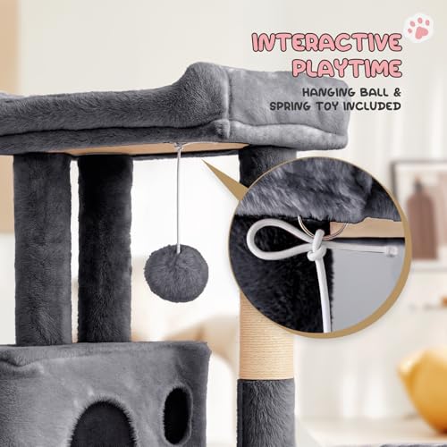 Soft Pink 36 Inch Cat Tree with Condo and Hammock X196