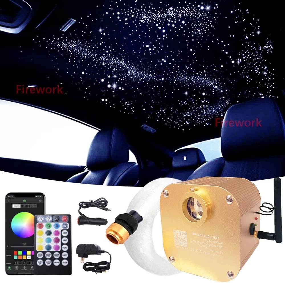 16W Twinkle Fiber Optic Star Ceiling Light Kit with APP Remote Music Mode RGBW LED 460pcs W20345