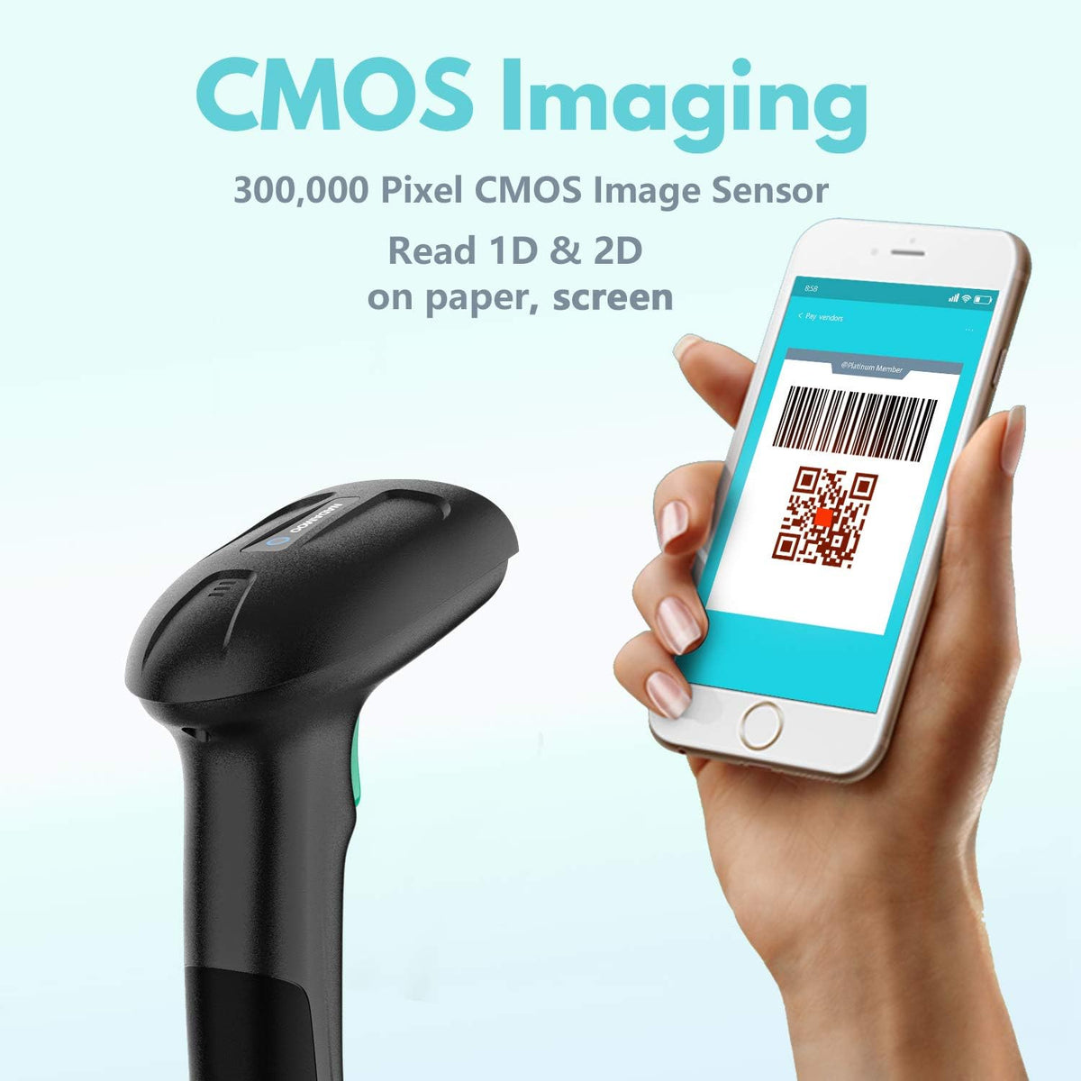 Wireless 2D Barcode Scanner with Hands-Free Stand W23234