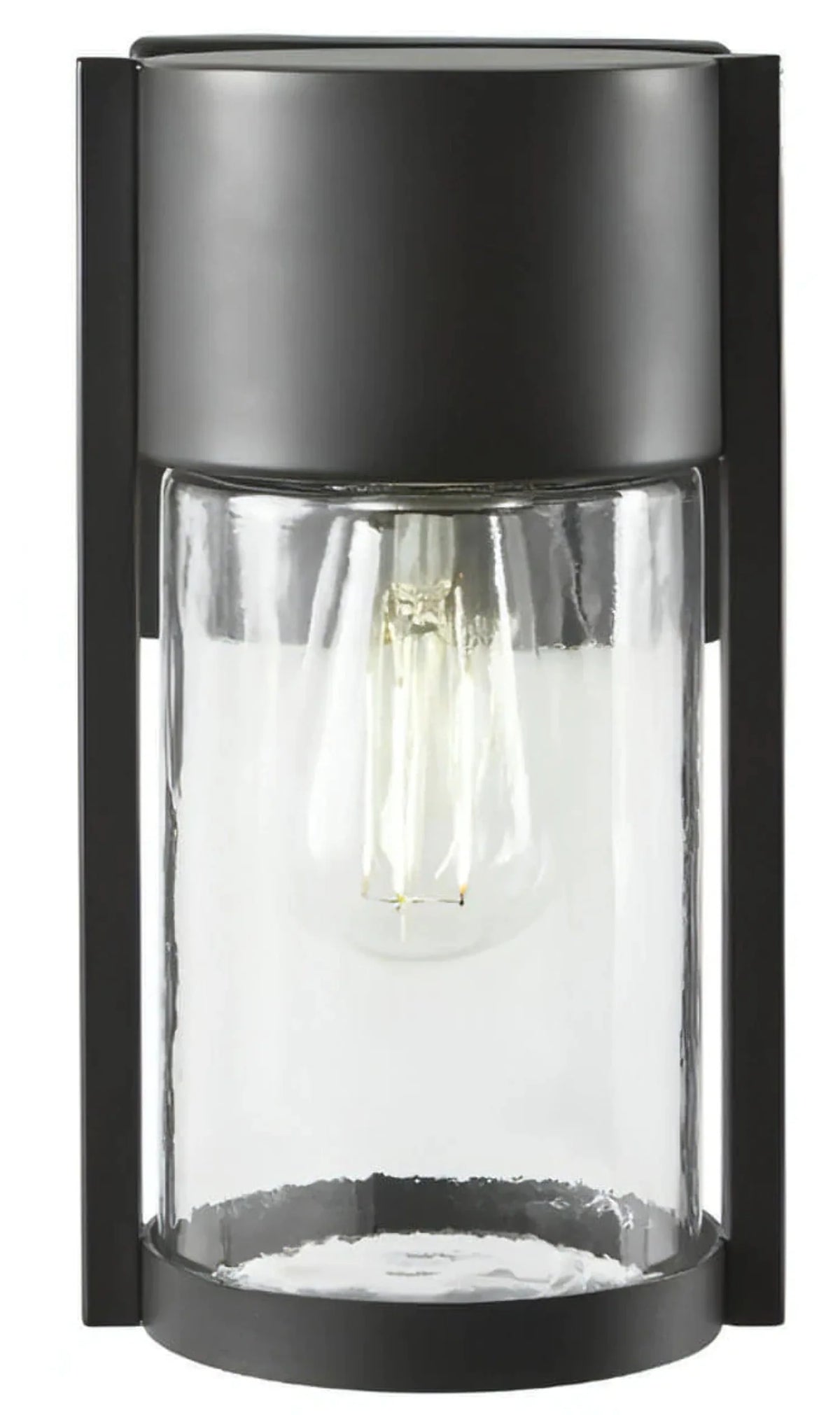 Matte Black Outdoor Wall Cylinder Light with Clear Glass U92895
