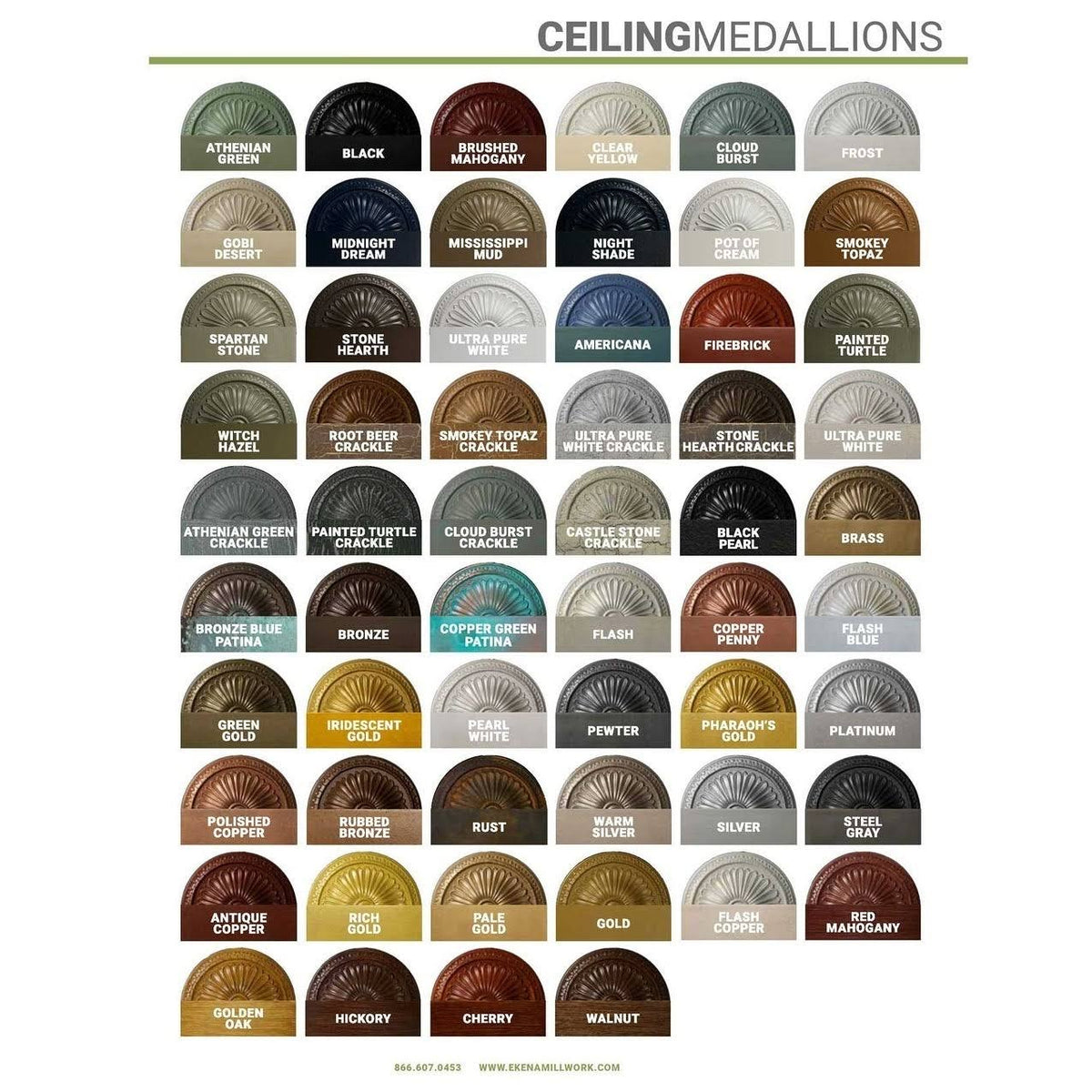 Hand-Painted Green Gold Ceiling Medallion V88991
