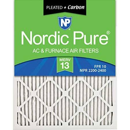 16x20x1 MERV 13 Plus Carbon Pleated AC Furnace Air Filters, 2 Piece N785