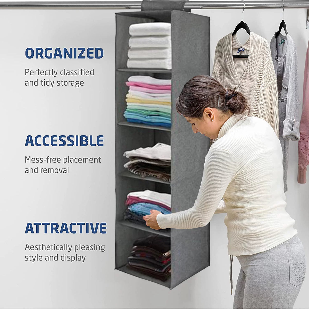Hanging Closet Organizer, 2 Packs 5-Shelf Hanging Storage Shelves R618851