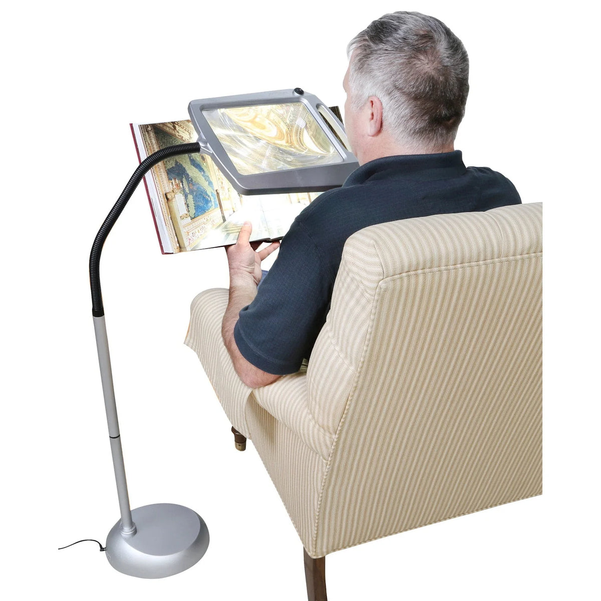 Bronze LED Illuminated Floor Magnifier Lamp P448