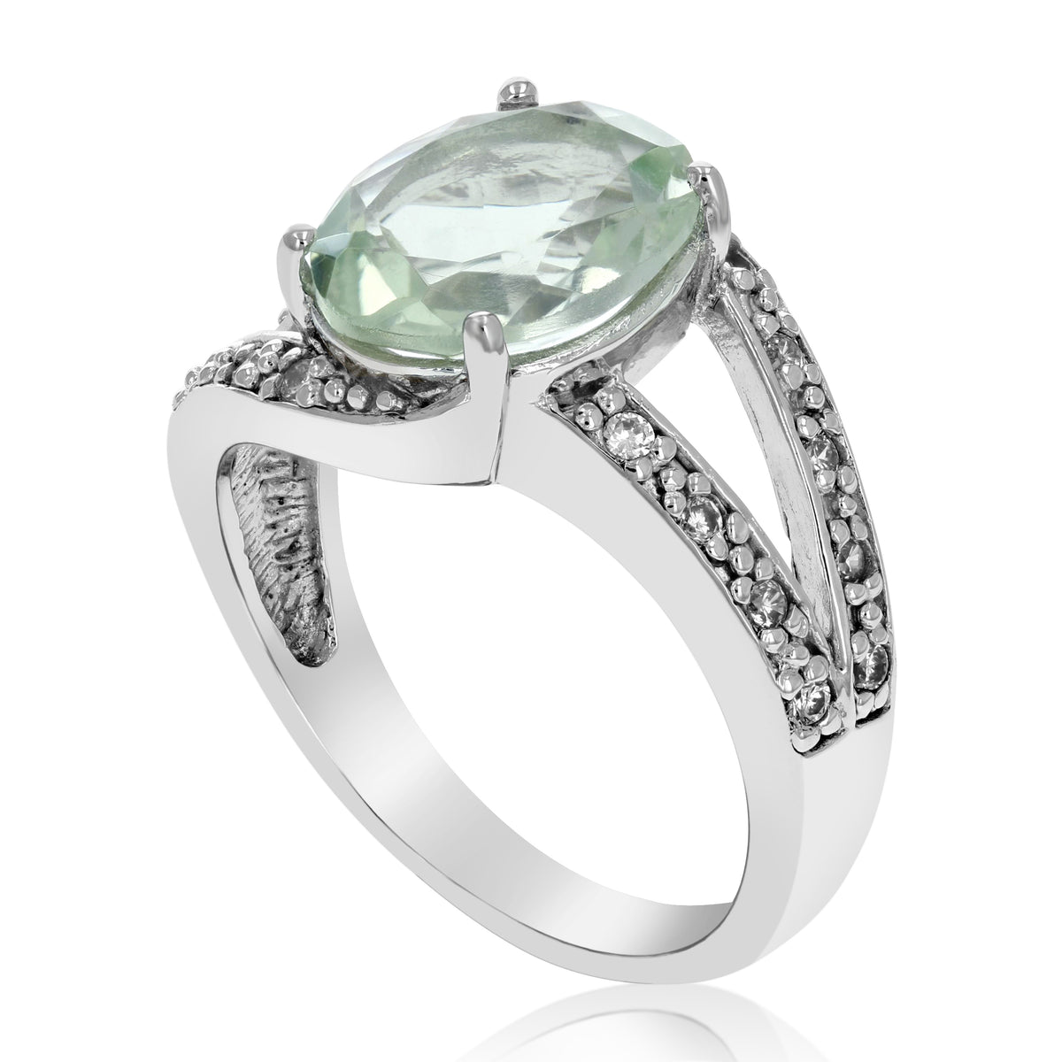Green Amethyst Oval 10x8 MM Prasiolite Ring in Sterling Silver D667