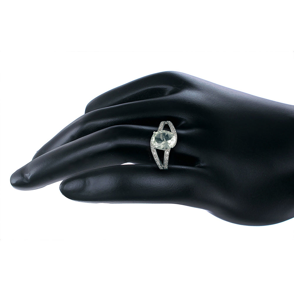 Green Amethyst Oval 10x8 MM Prasiolite Ring in Sterling Silver D667
