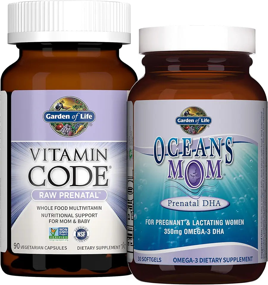 Prenatal Multivitamin 90 Vegetarian Capsules and DHA Fish Oil Softgels P18405