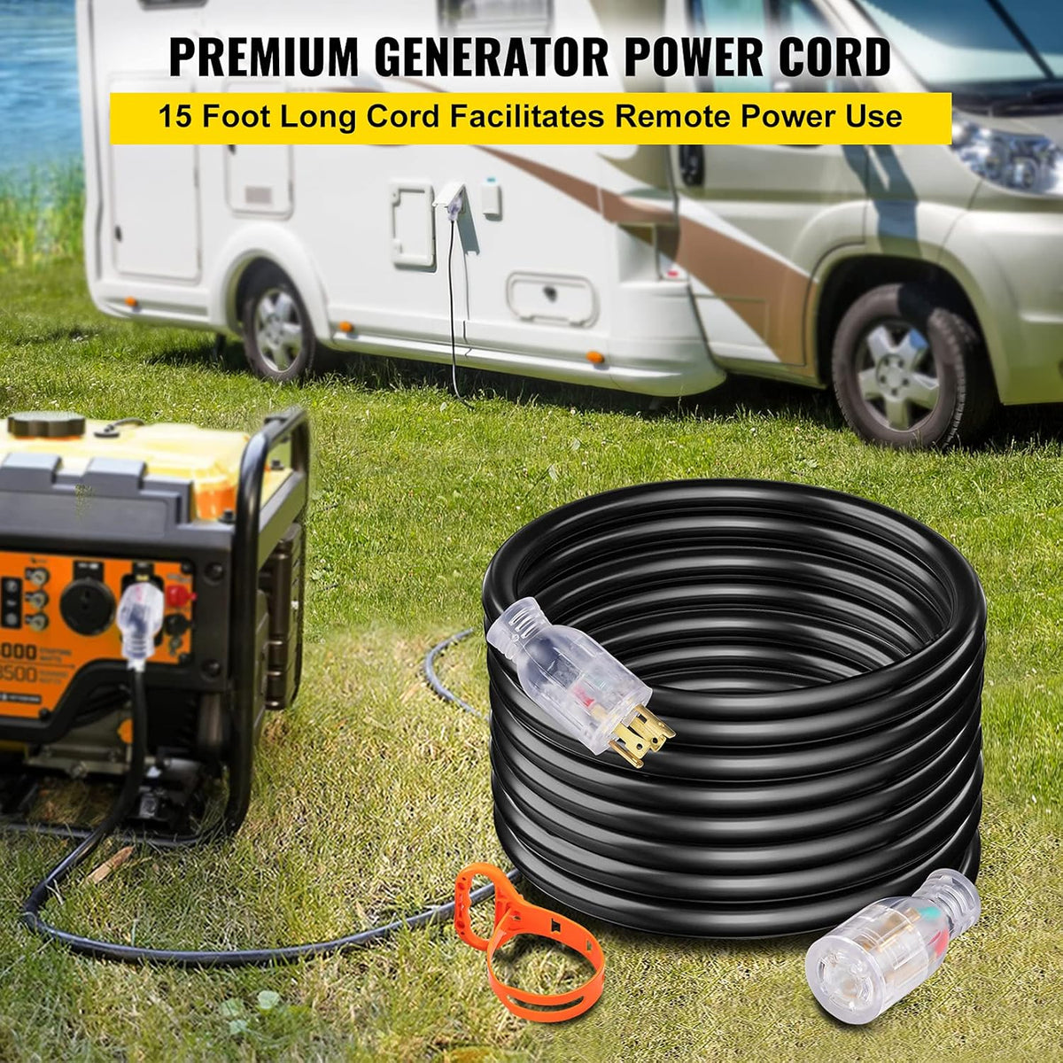 25FT 30AMP 10/4 ETL 7500W 10 Gauge SJTW 125/250V Extension Cord Pack of 2 D1364