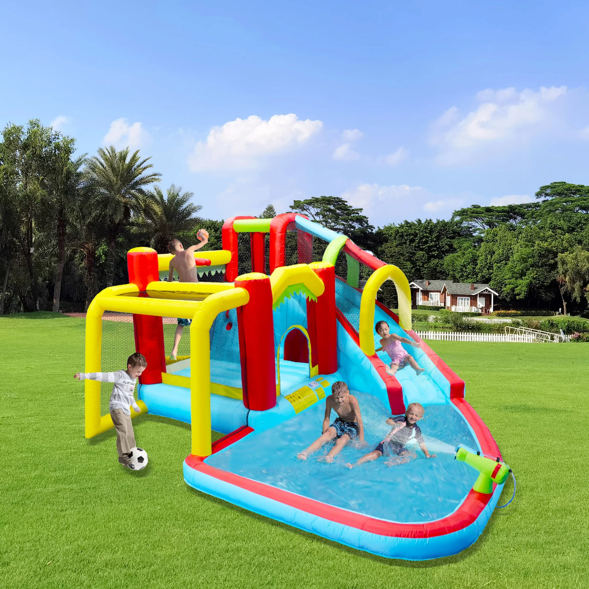 7 in 1 Inflatable Bounce House with Splash Pool F116