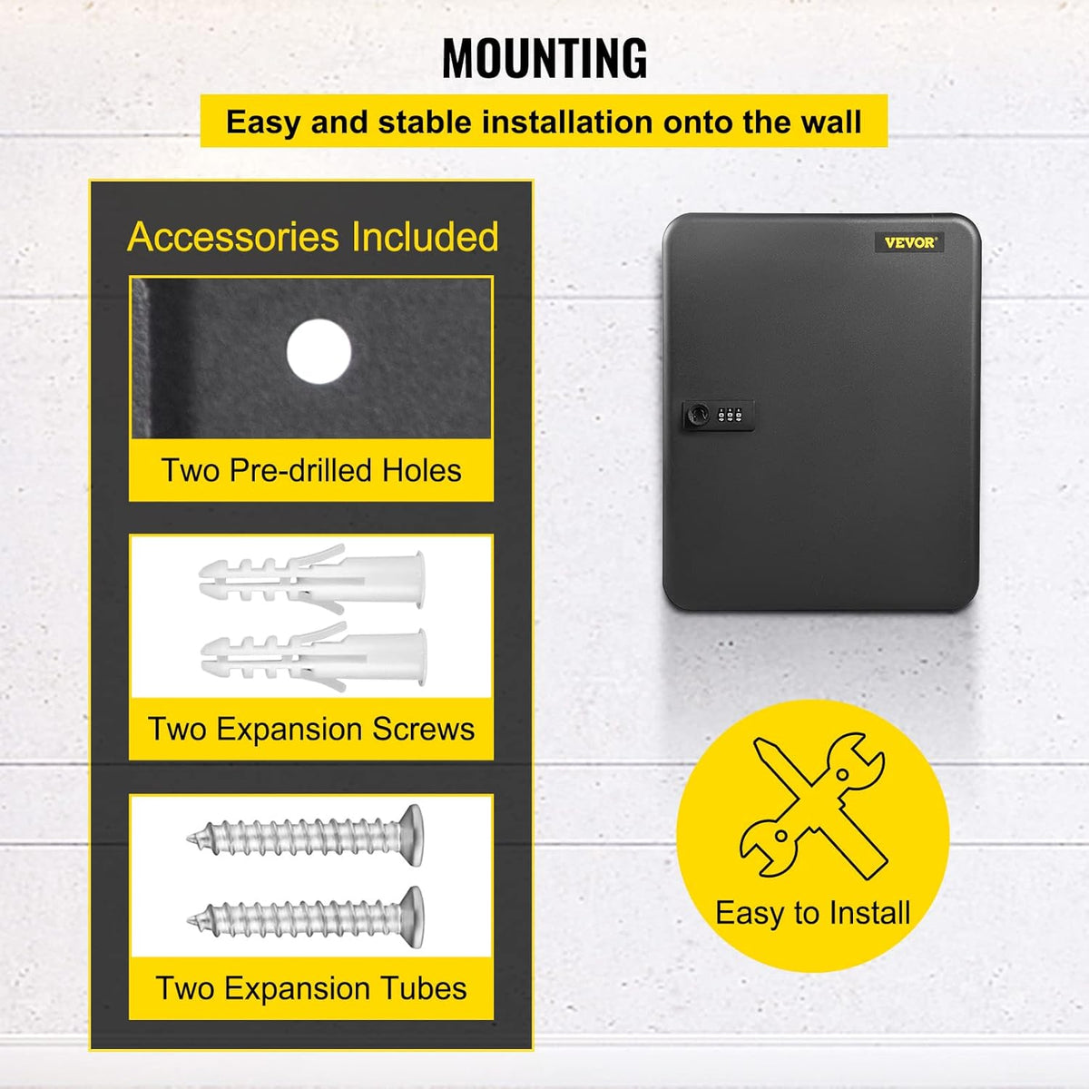 Black Steel Key Cabinet, 72 Positions, Wall Mounted, Pack of 2 V133