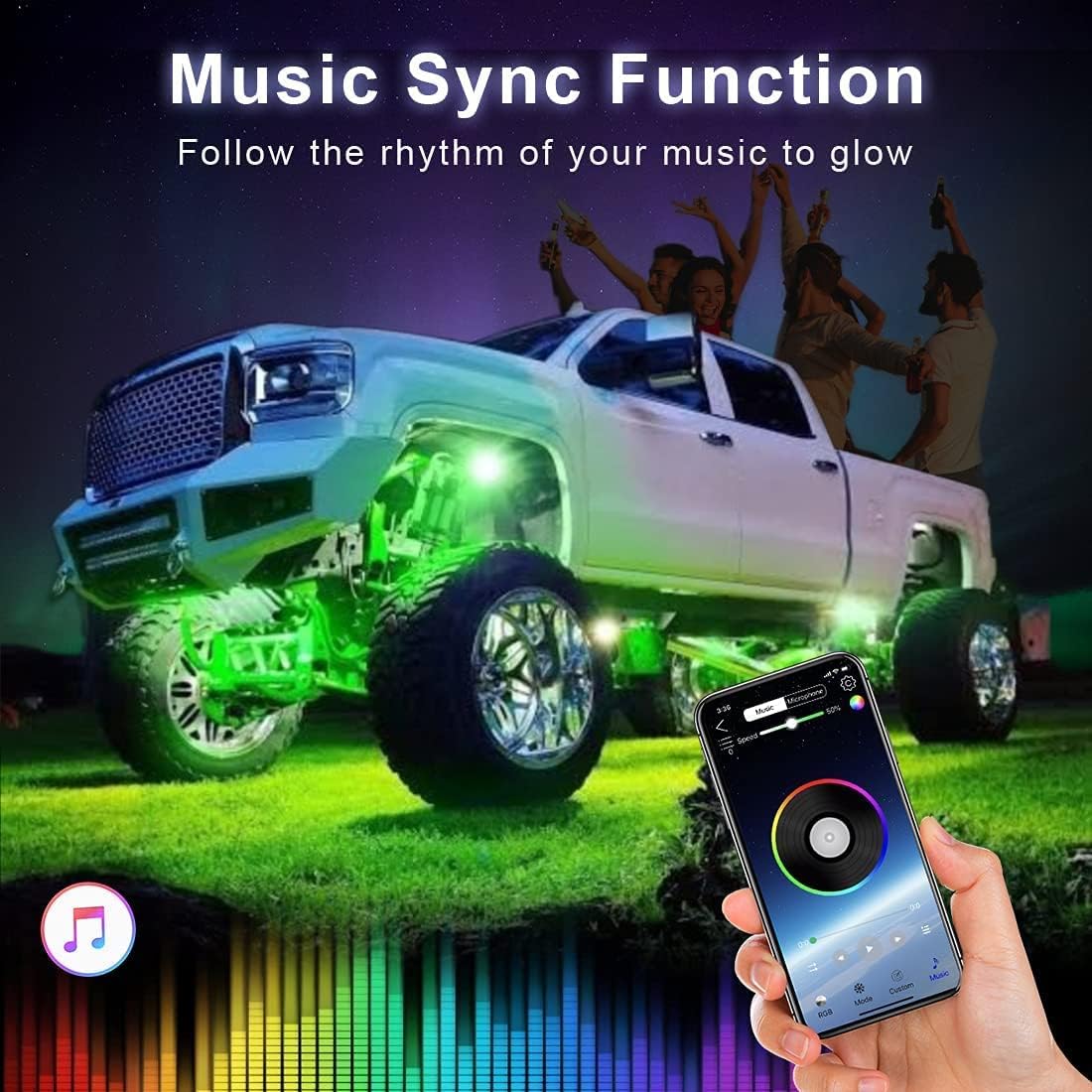 RGB LED Rock Lights, Waterproof Car Neon Light Kit (8 Pods) W487122