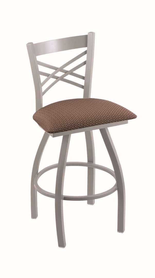 Anodized Nickel Swivel Stool with Willow Seat A33861