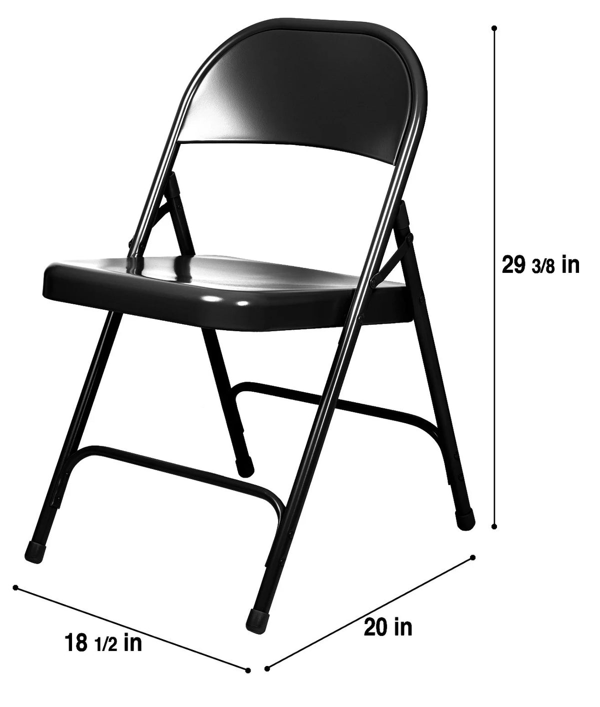 Black Steel Folding Chair, Pack of 4 T905