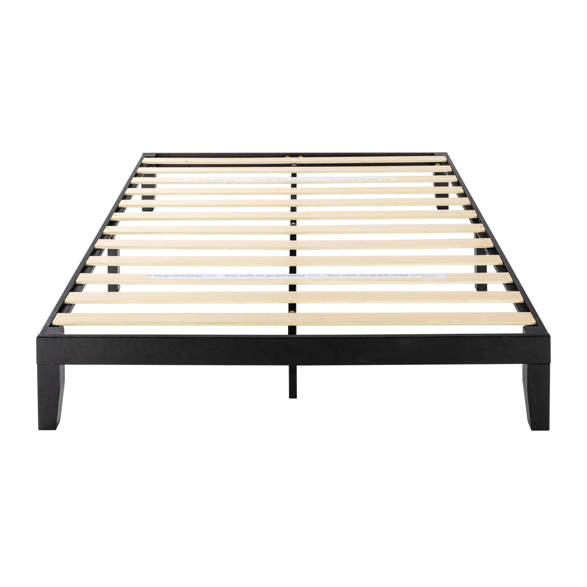 12" Black Queen Solid Wood Platform Bed Frame H225545