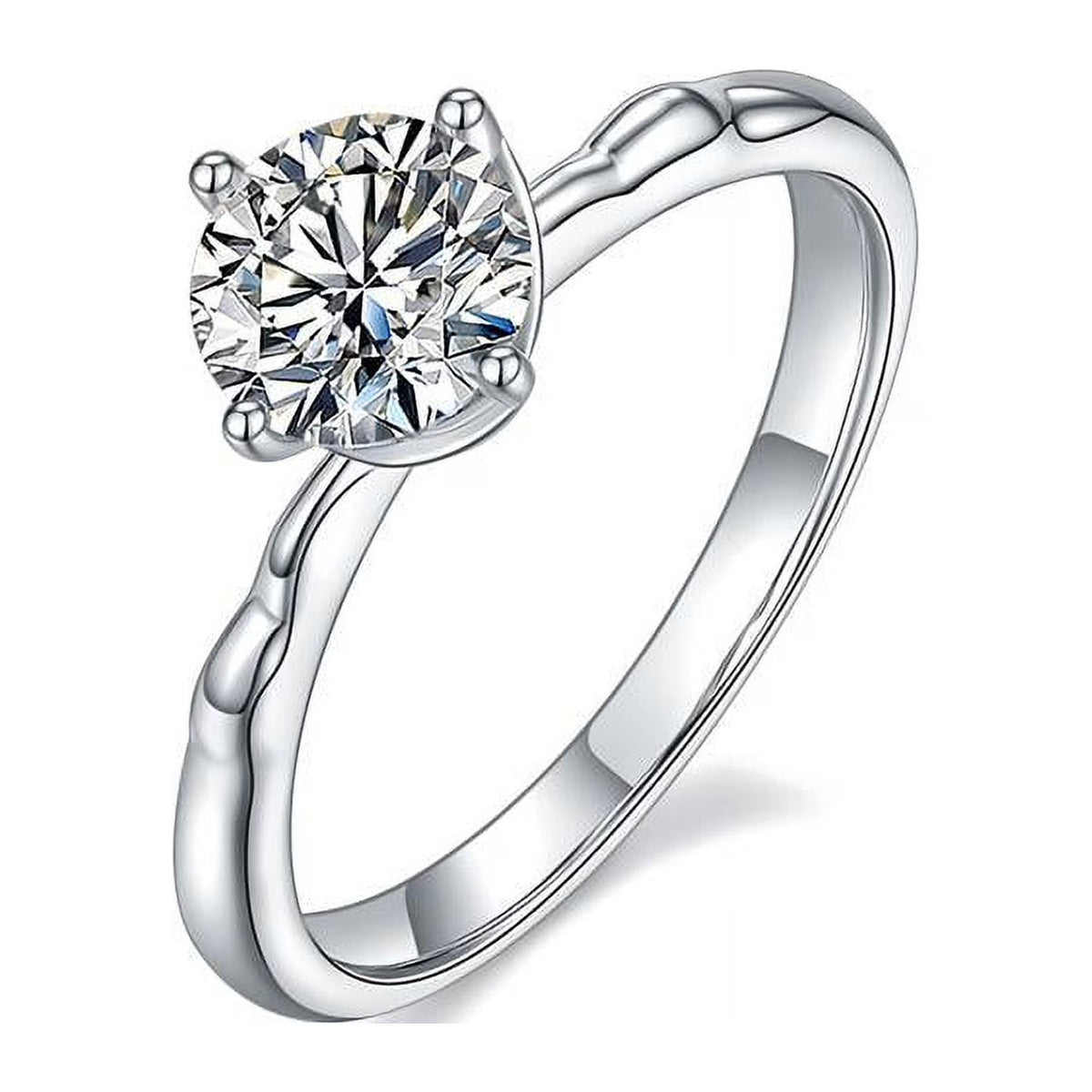 18K White Gold Plated Moissanite Solitaire Engagement Ring A3984