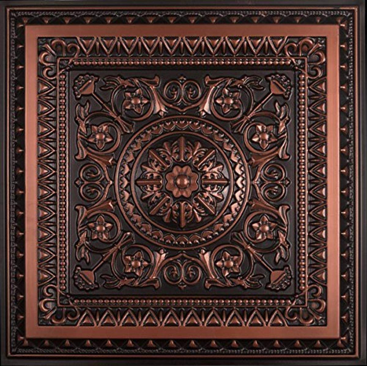 Faux Tin Ceiling Tile Antique Copper 25-Pack R31154
