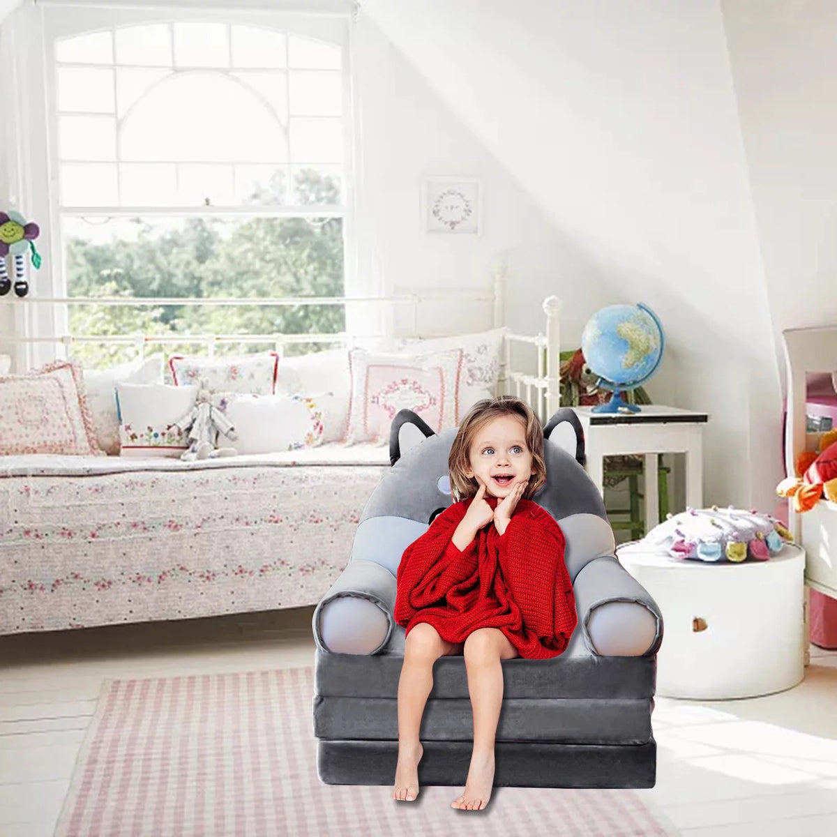 Plush Foldable Kids Sofa Armchair 2 In 1 Sofa Bed S16968