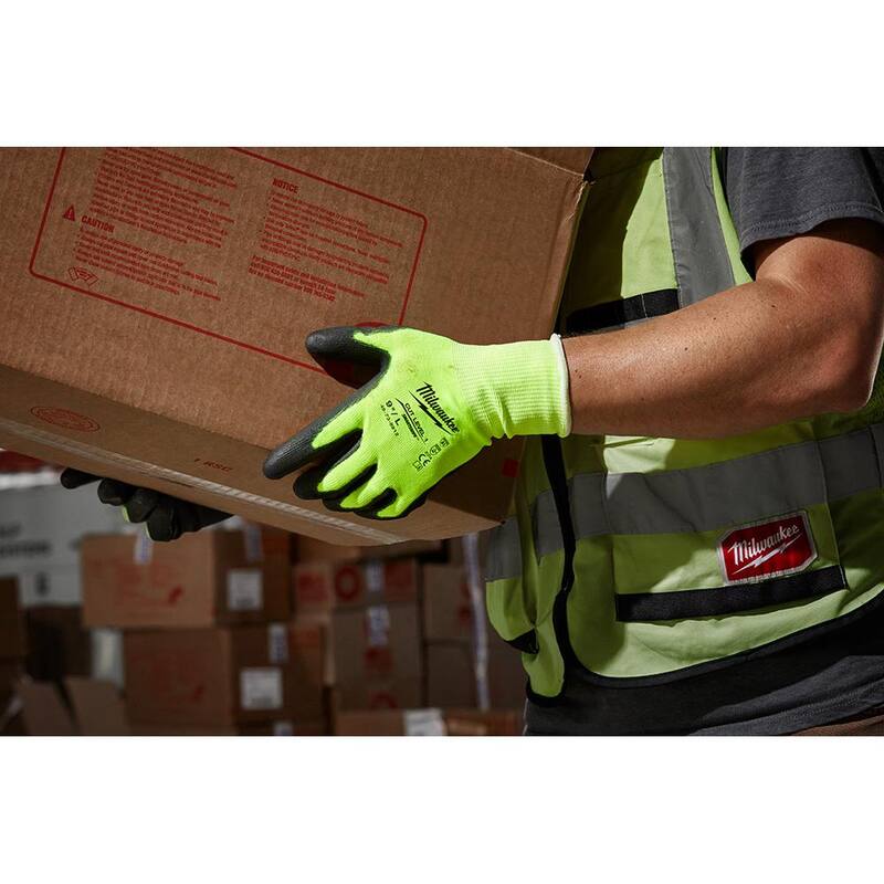 High Visibility Level 1 Cut Resistant Polyurethane Dipped Work Gloves 12-Pack L651621