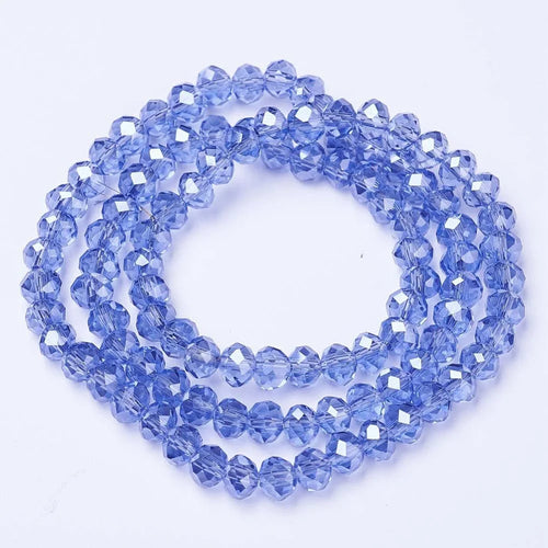 10x8mm Electroplate Glass Beads Strands Royal Blue K996592