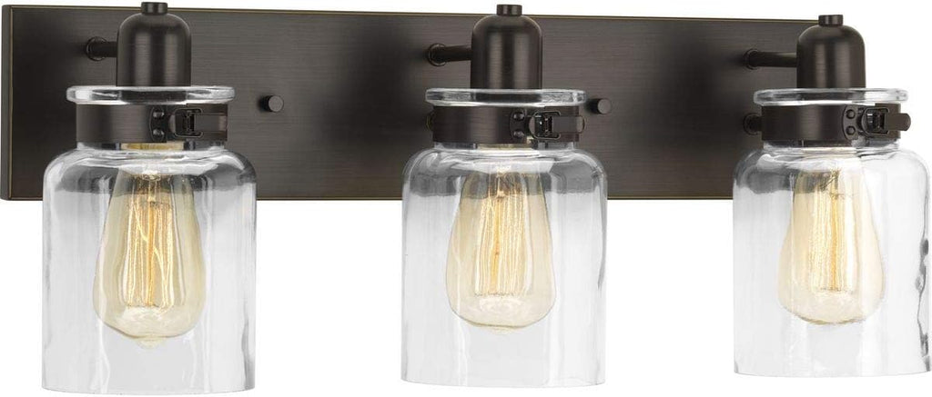 3-Light Clear Glass Farmhouse Bath Vanity Light B200042