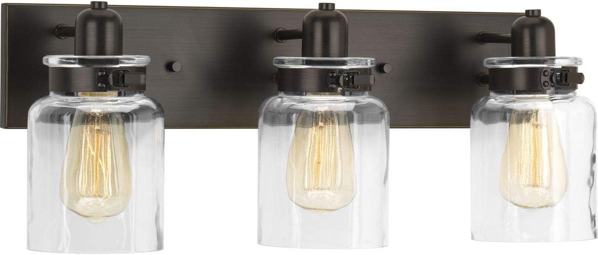 3-Light Clear Glass Farmhouse Bath Vanity Light B200042