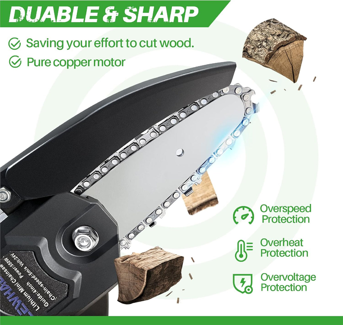 Mini Chainsaw 4-Inch Cordless Power Chain Saws, Pack of 2 I94542