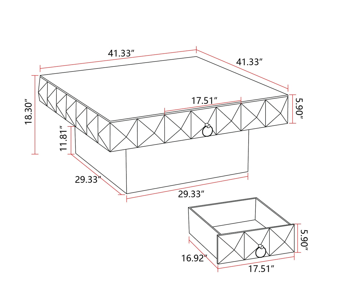 41.33 inch Square Retro Coffee Table R73285