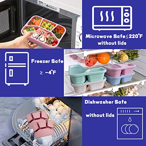 8 Pack Wheat Straw Bento Lunch Containers N589
