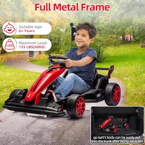 24V Kids Ride on Go Kart, 7.5mph Drifting Car, 7ah Battery 200W*2 Motors, Max Load 135lbs, White C13121