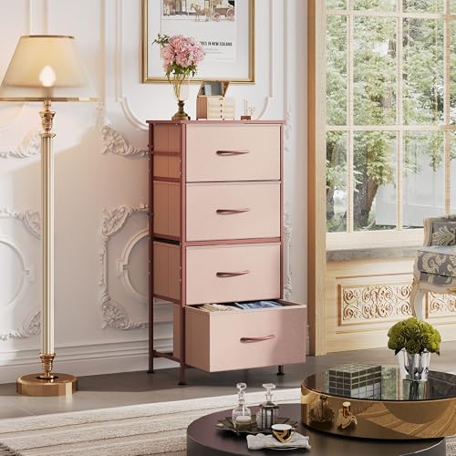 Rustic Brown 4 Drawer Fabric Storage Dresser M5246
