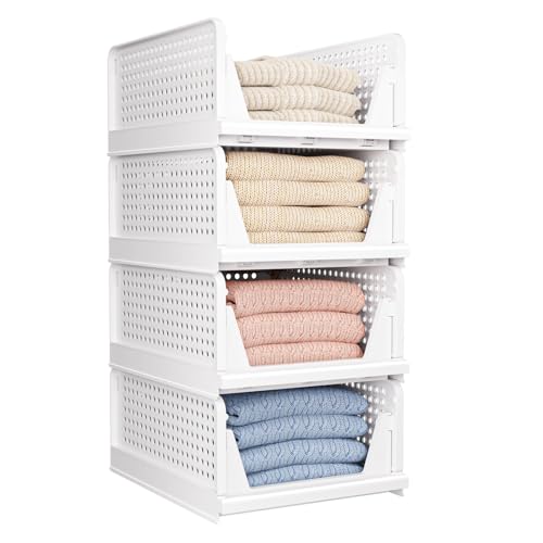 5 Pack White Stackable Plastic Storage Bins P847