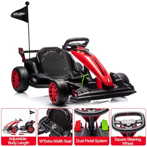 24V Kids Ride on Go Kart, 7.5mph Drifting Car, 7ah Battery 200W*2 Motors, Max Load 135lbs, White C13121