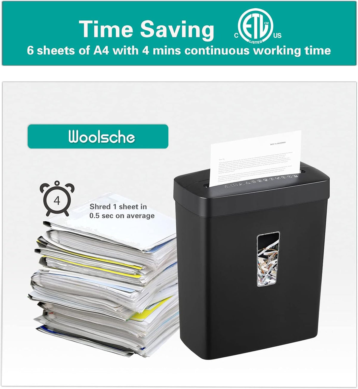 6-Sheet Cross Cut Paper Shredder with Security Lock T457