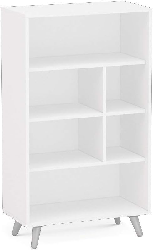White 6 Open Shelves Bookcase P1556