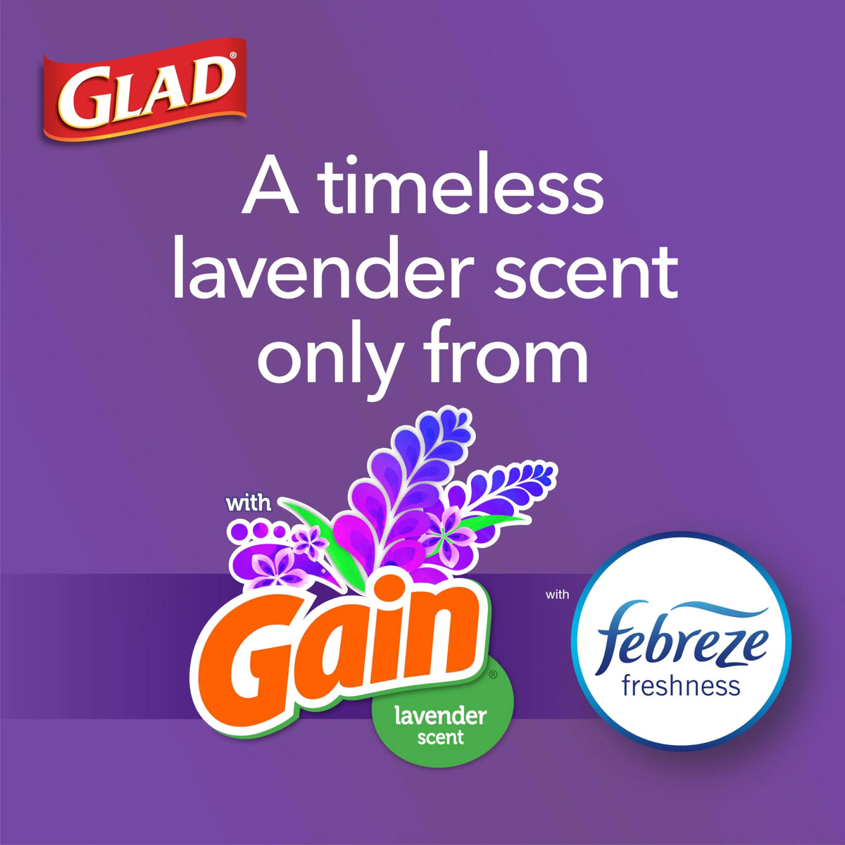 Glad ForceFlex Tall Kitchen Trash Bags, 13 Gallon, Lavender, 80 Count V4003