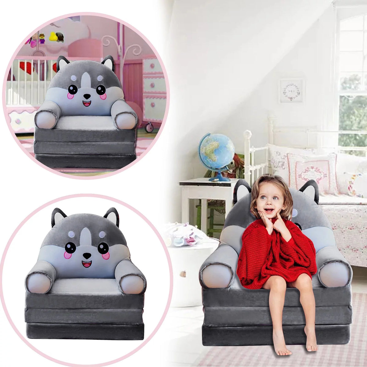Plush Foldable Kids Sofa Armchair 2 In 1 Sofa Bed S16968