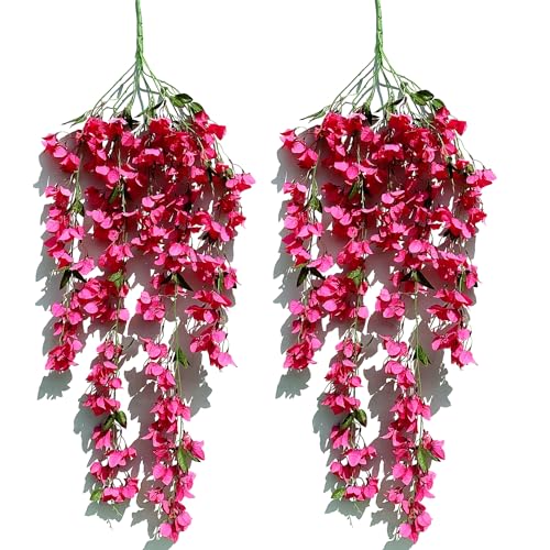 Fuchsia Artificial Silk Hanging Flowers Pack of 2 S42496
