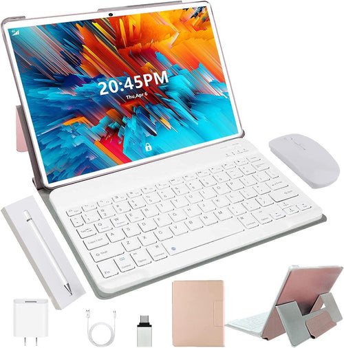 10 Inch Android Tablet with Keyboard, 4GB RAM, 64GB ROM, Red F201