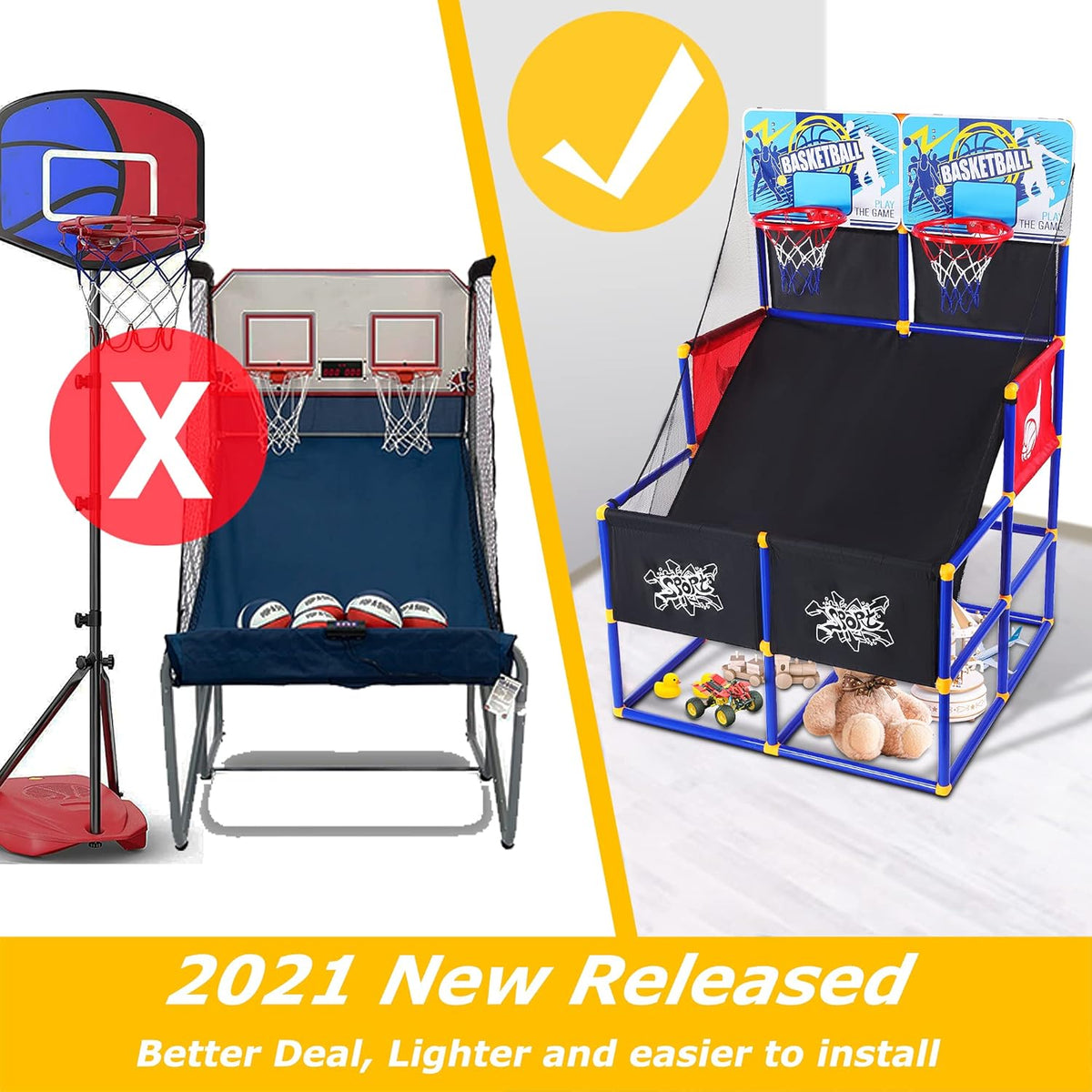 Kids Arcade Basketball Hoop with 6 Basketballs and Air Pump K3757