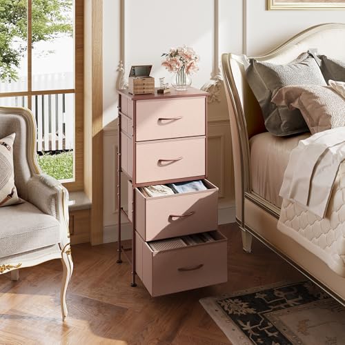 Rustic Brown 4 Drawer Fabric Storage Dresser M5246