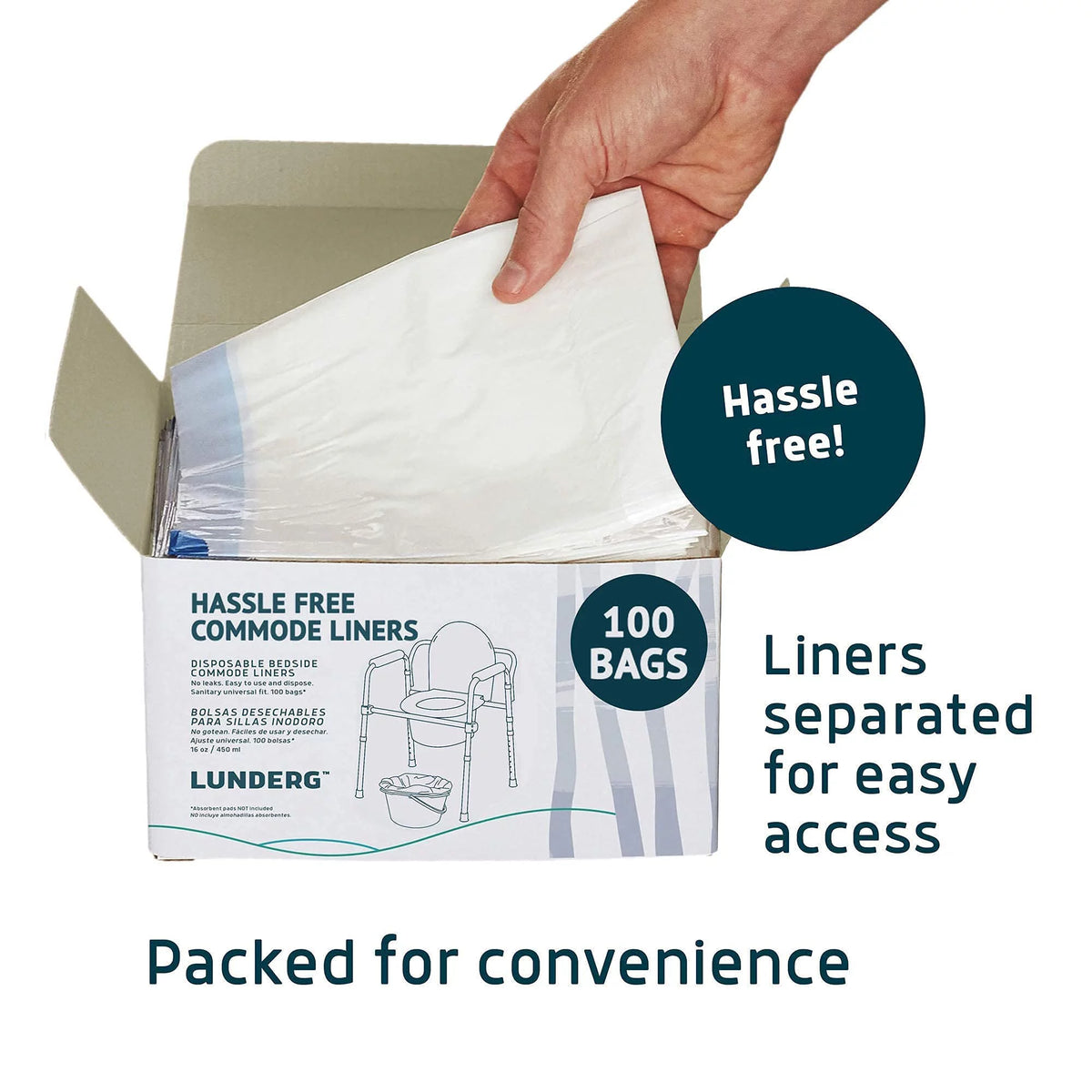 100 Count Universal Fit Disposable Commode Liners X93378