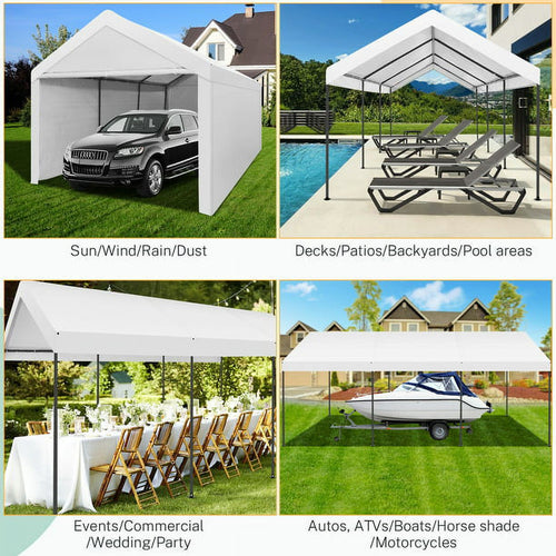 10x20ft Heavy Duty Double-Layer Waterproof Steel Frame Carport Canopy L6742