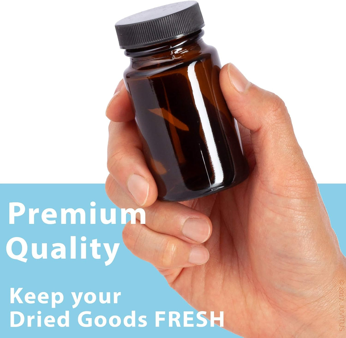 Amber Glass Packer Bottle With Black Ribbed Lid (12 Pack) V65590