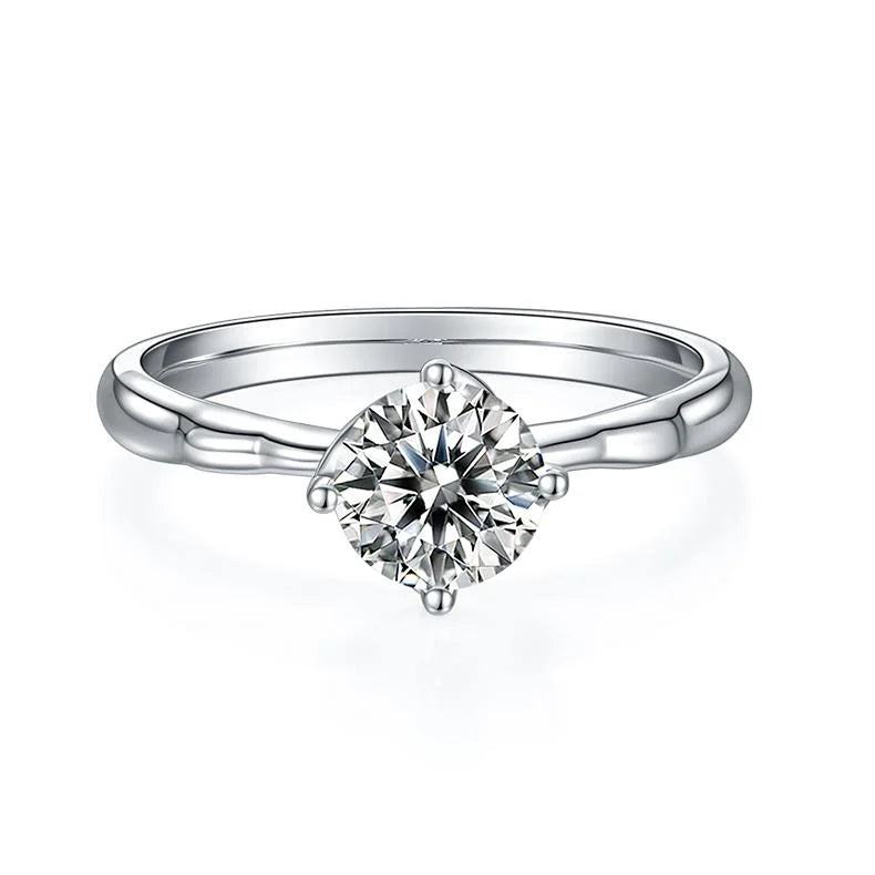 18K White Gold Plated Moissanite Solitaire Engagement Ring A3984