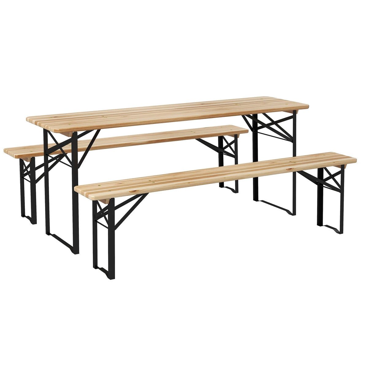 Wooden Outdoor Folding Picnic Table Set with Bench O669251
