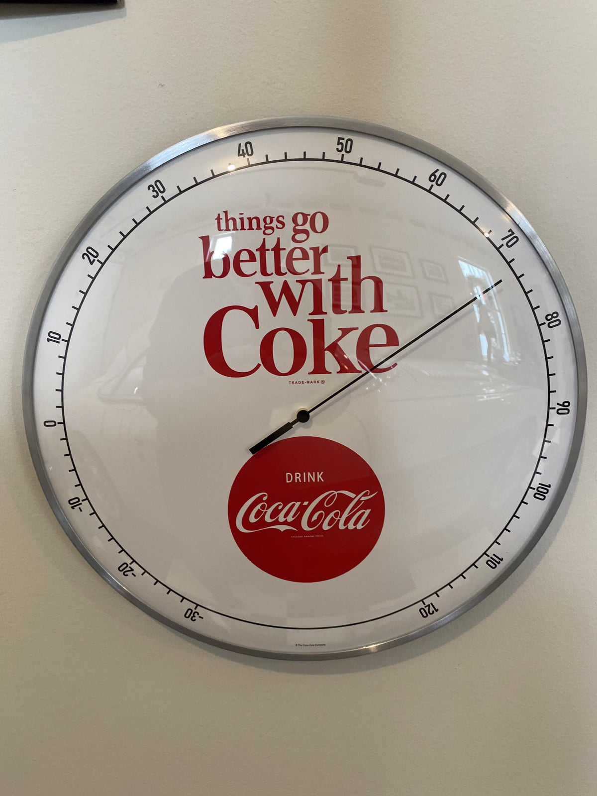 White Round Thermometer 12" Glass Face H9317